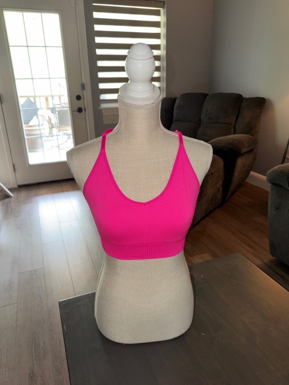 PINK Victoria's Secret Ribbed Scoop Bralette - Hot Pink